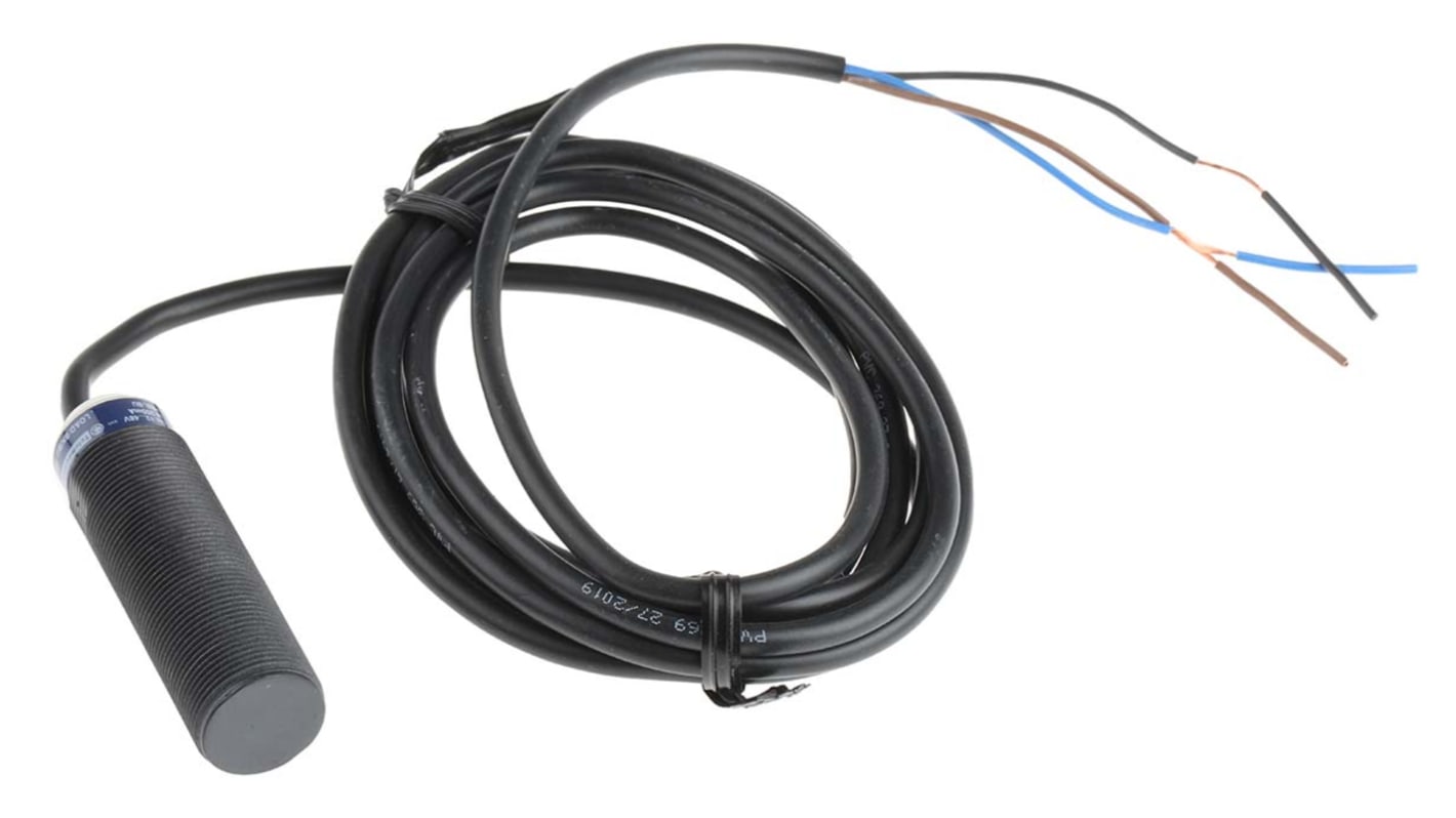 Sensore di prossimità cilindrico PNP Telemecanique Sensors XS4P18PA370, M18 x 1, rilevamento 8 mm, IP68, alimentazione 12-48 V c.c.