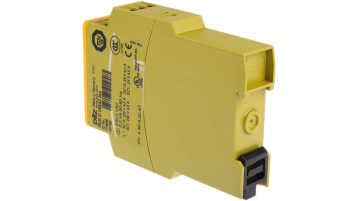 Relè di sicurezza Pilz PNOZ X7, 230V, 1 canale, 2 contatti N/O, montaggio su guida DIN, dimensioni 87mm x 22.5mm x 121mm.
