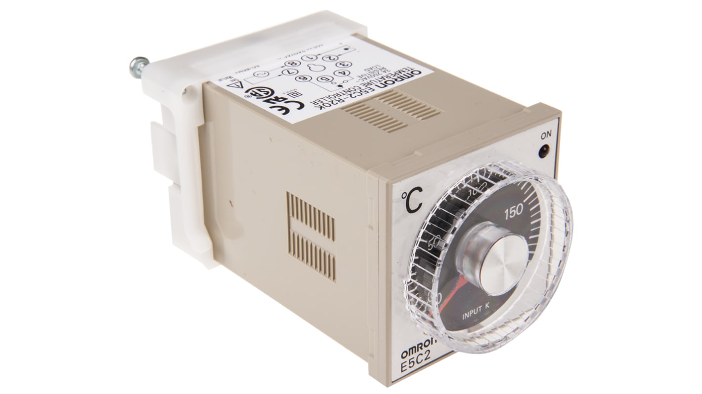 Regolatore di temperatura On/Off Omron E5C2-R20K, 100-240 V, 48 x 48 mm, montaggio a pannello, ingresso termocoppia tipo K.