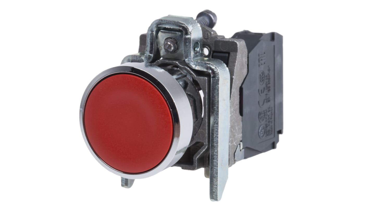 Pulsante rotondo rosso Schneider Electric XB4BA42, montaggio a pannello, grado di protezione IP66/IP67, 22 mm.