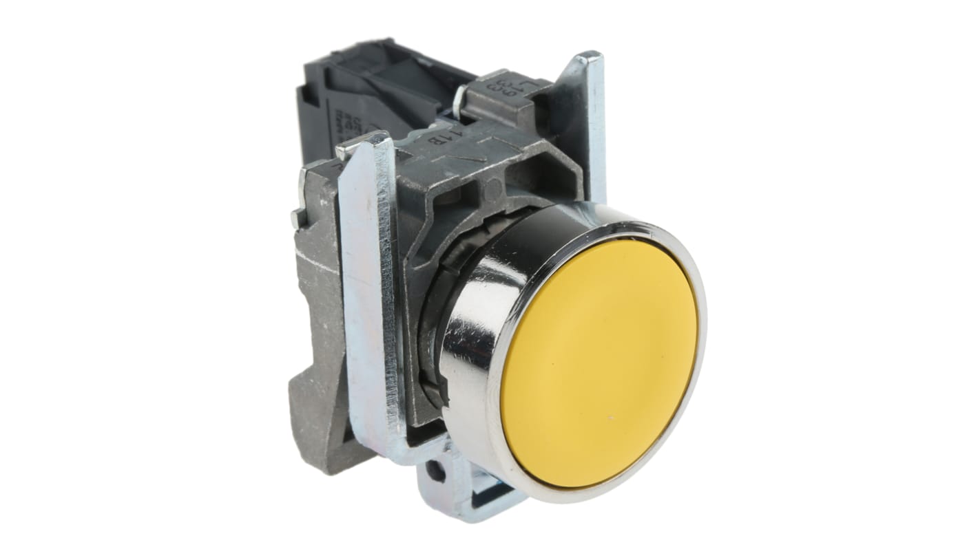 Pulsante di attivazione momentanea giallo Schneider Electric XB4BA51 per impianti industriali - Serie Harmony XB4.