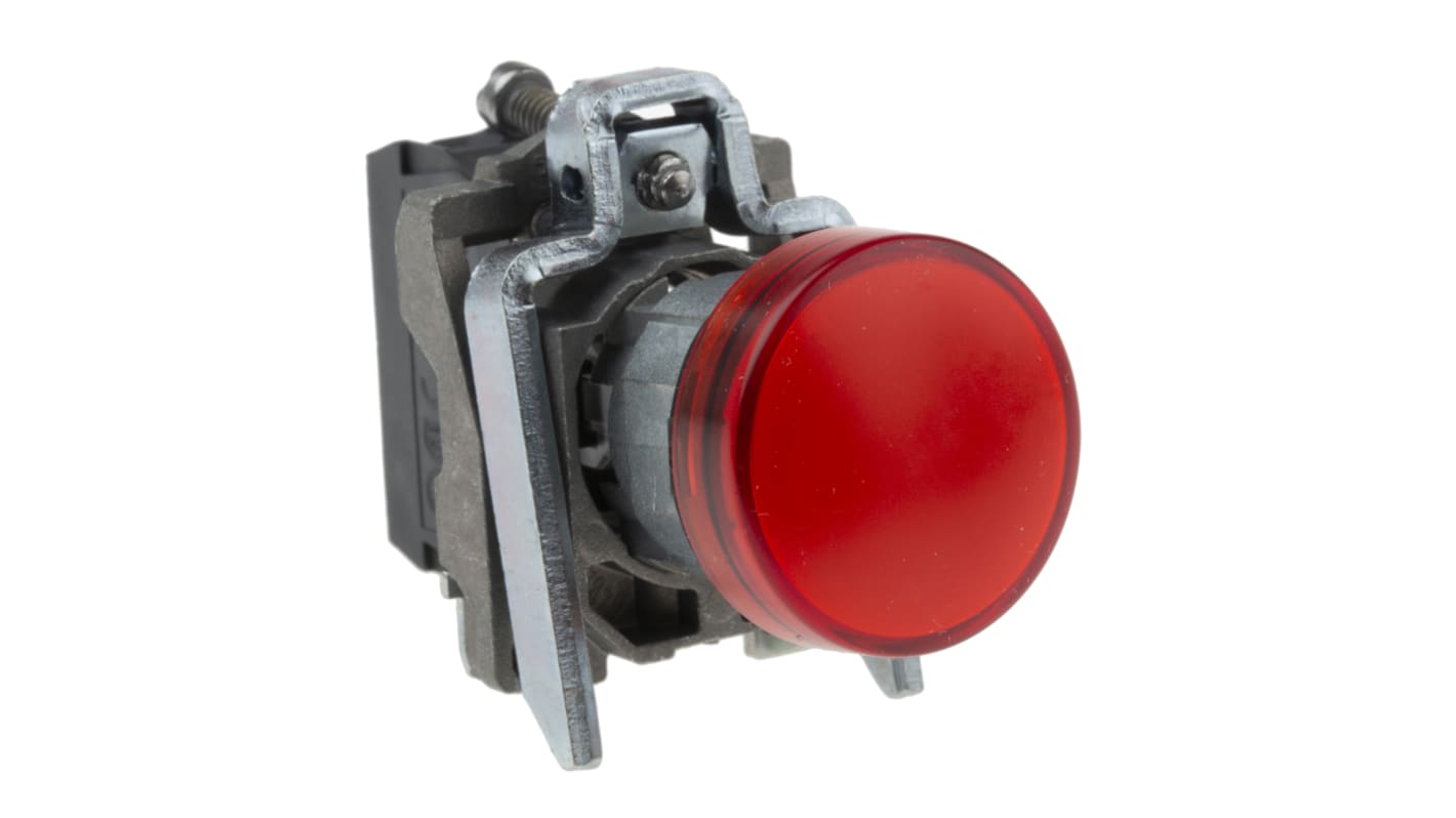 Spia LED XB4BVB4 di Schneider Electric, 22mm, montaggio a pannello, resistente agli urti, IP66/IP67/IP69K. Ideale per applicazioni industriali.