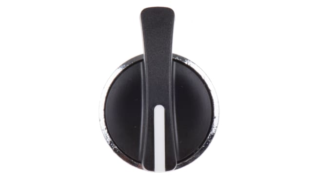 Testa selettore Harmony XB4 Schneider Electric ZB4BJ5, 3 posizioni, Ø 22mm, impugnatura lunga nera. Compatibile con corpi/collari e contatti.