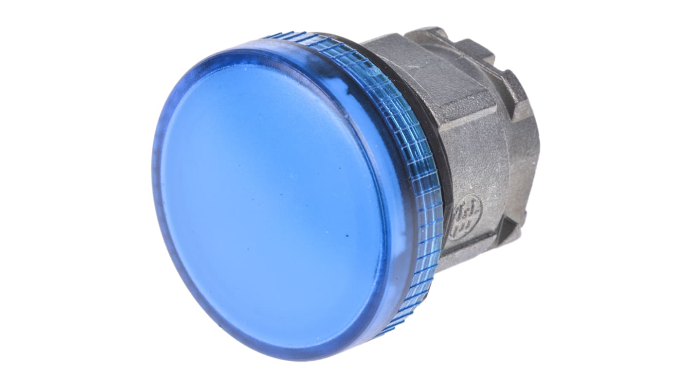 Spia LED Harmony XB4 Blu, Montaggio a Pannello - Schneider Electric ZB4BV06. Diametro foro 22mm, Protezione IP66/67/69K. Adatto per pannelli e macchine industriali.
