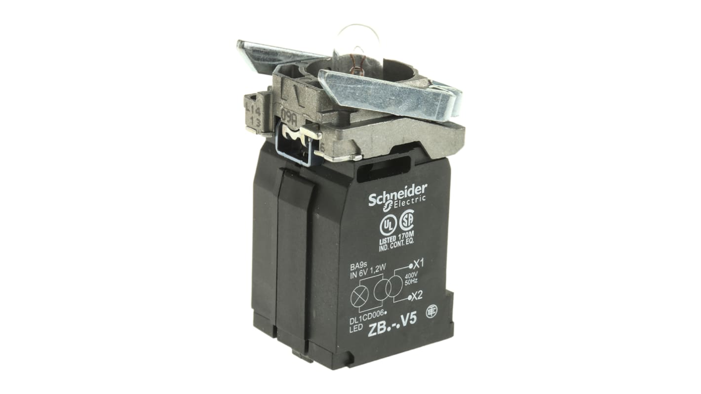 Blocco luci a incandescenza Schneider Electric ZB4BV5 della serie Harmony XB4 - Affidabile e facile da installare, con IP20 e garanzia 18 mesi. Ideale per luci pilota.