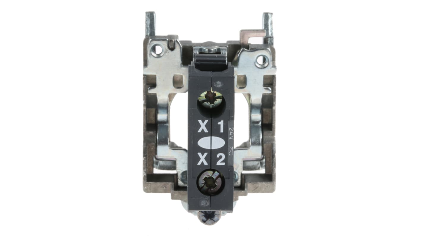 Schneider Electric ZB4BVB1 Blocco luminoso LED 24V con terminali a vite, resistente agli urti e alle vibrazioni, ideale per ambienti industriali.