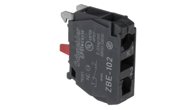 Blocco contatti Schneider Electric ZBE102, SPST 600V ca con terminali a vite Harmony XB4/5. Affidabile, duraturo e protetto dai cortocircuiti. Acquista ora!