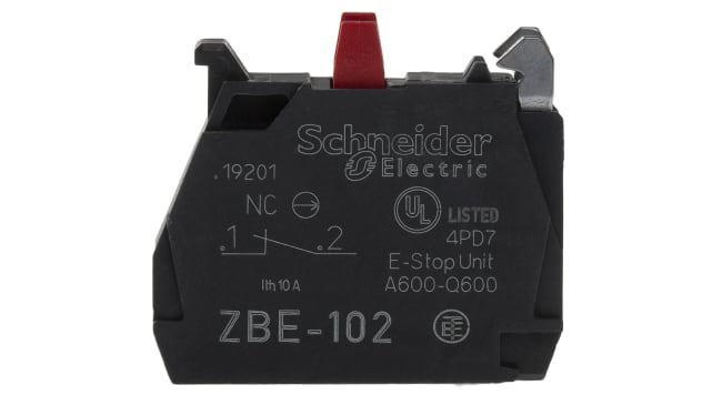 Blocco contatti Schneider Electric ZBE102, SPST 600V ca con terminali a vite Harmony XB4/5. Affidabile, duraturo e protetto dai cortocircuiti. Acquista ora!
