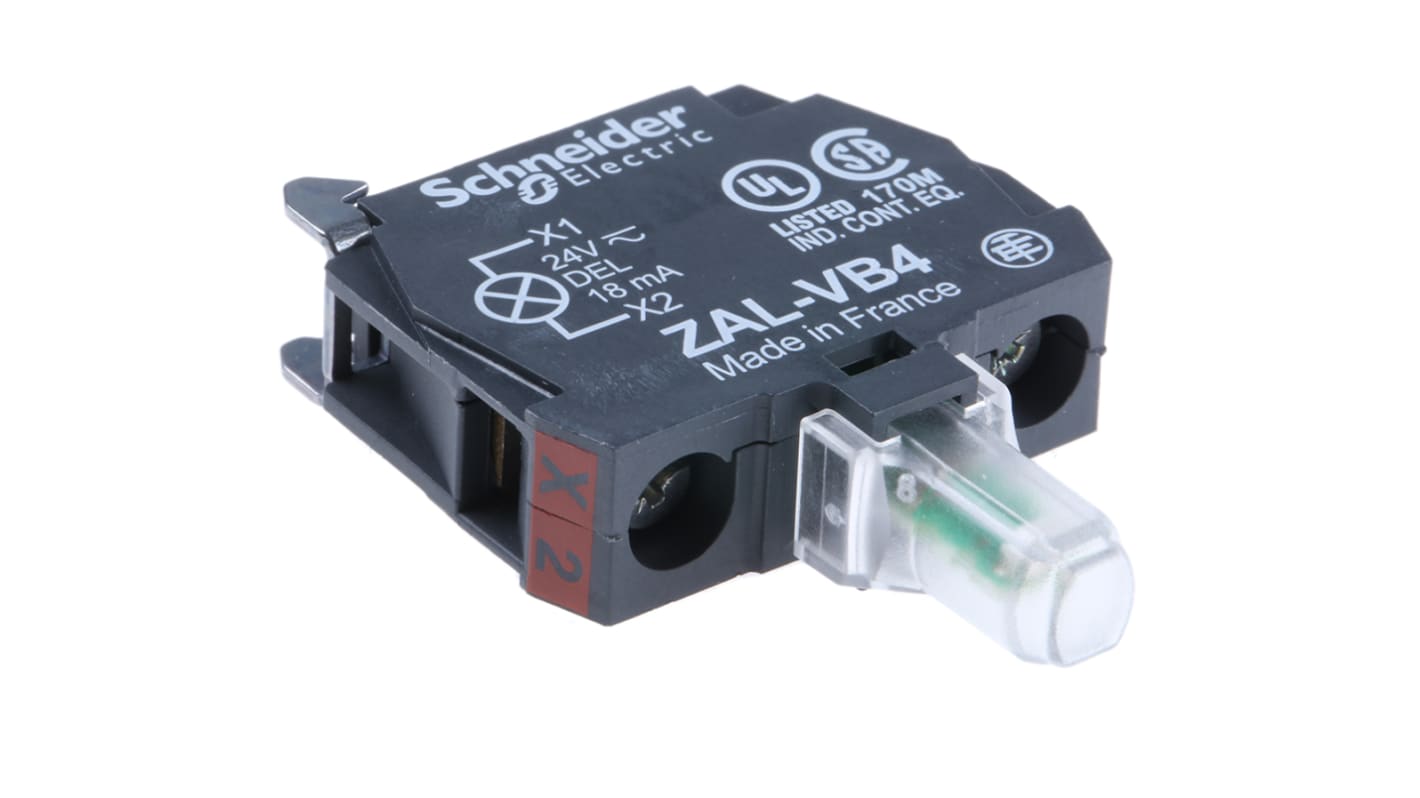 Blocco contatti luminoso LED Rosso 24V Schneider Electric ZALVB4 - Affidabile, facile da montare, per macchinari industriali.