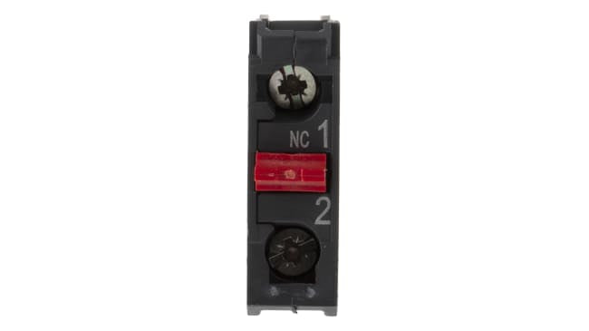 Schneider Electric ZENL1121 Blocco contatti 1NC 600V con terminali a vite per pulsantiere Harmony. Ideale per controllo elettrico.