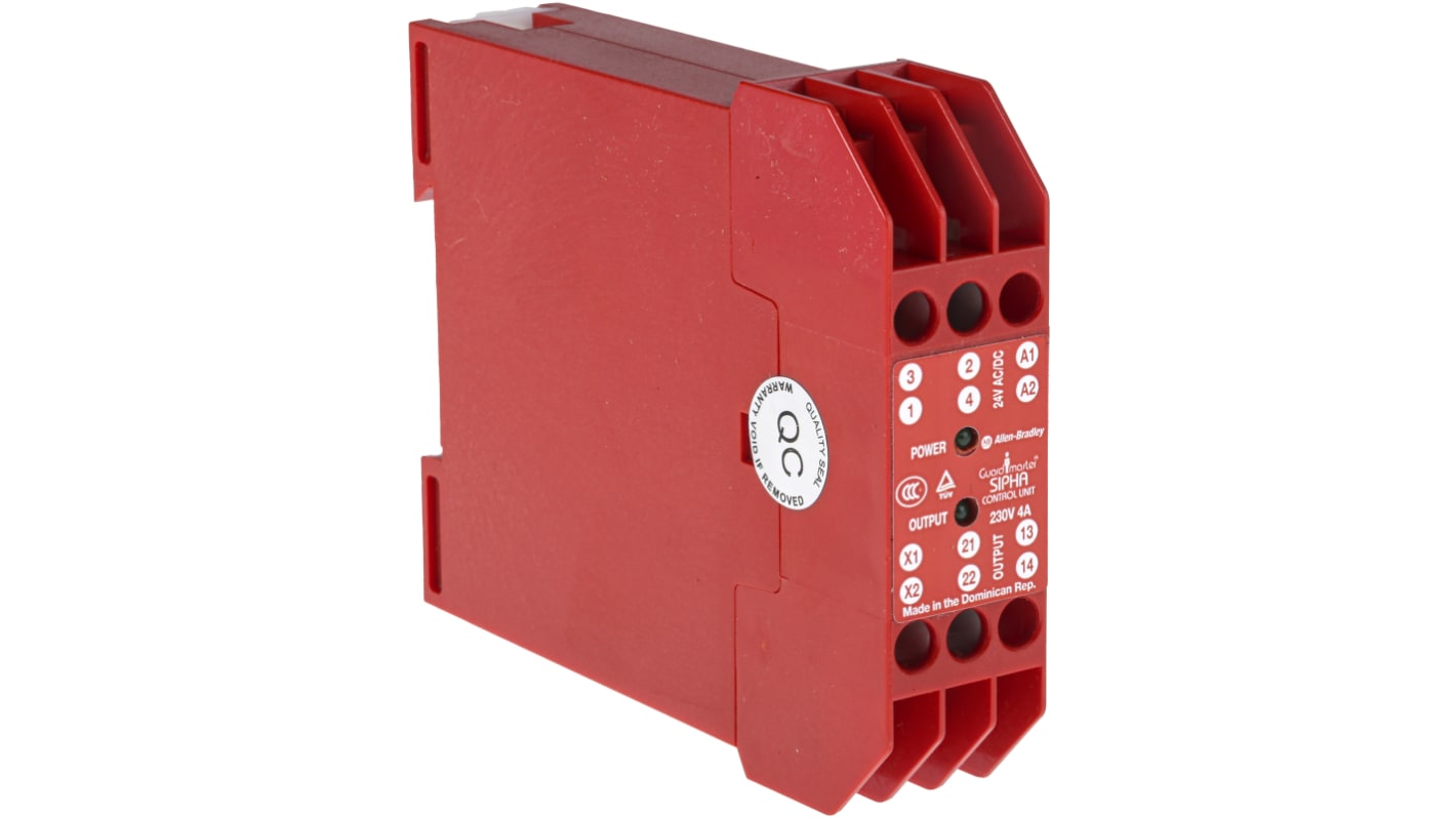 Allen Bradley Guardmaster 440N-S32013, relè di sicurezza con contatto 1NO, montaggio su guida DIN, grado di protezione IP67.