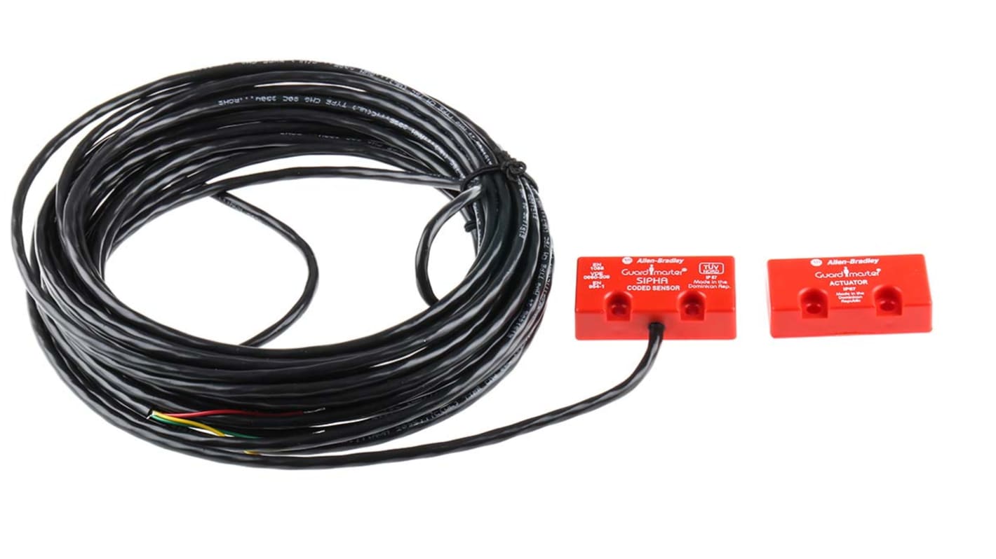 Interruttore di sicurezza magnetico Allen Bradley 440N-S32016, contatti 1NC e 1NA, grado di protezione IP67, installazione versatile.