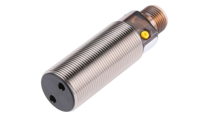 Sensore fotoelettrico cilindrico Baumer FZAM 18P6460/S14, rilevamento 60-430 mm, uscita PNP, IP67, M18 in ottone.