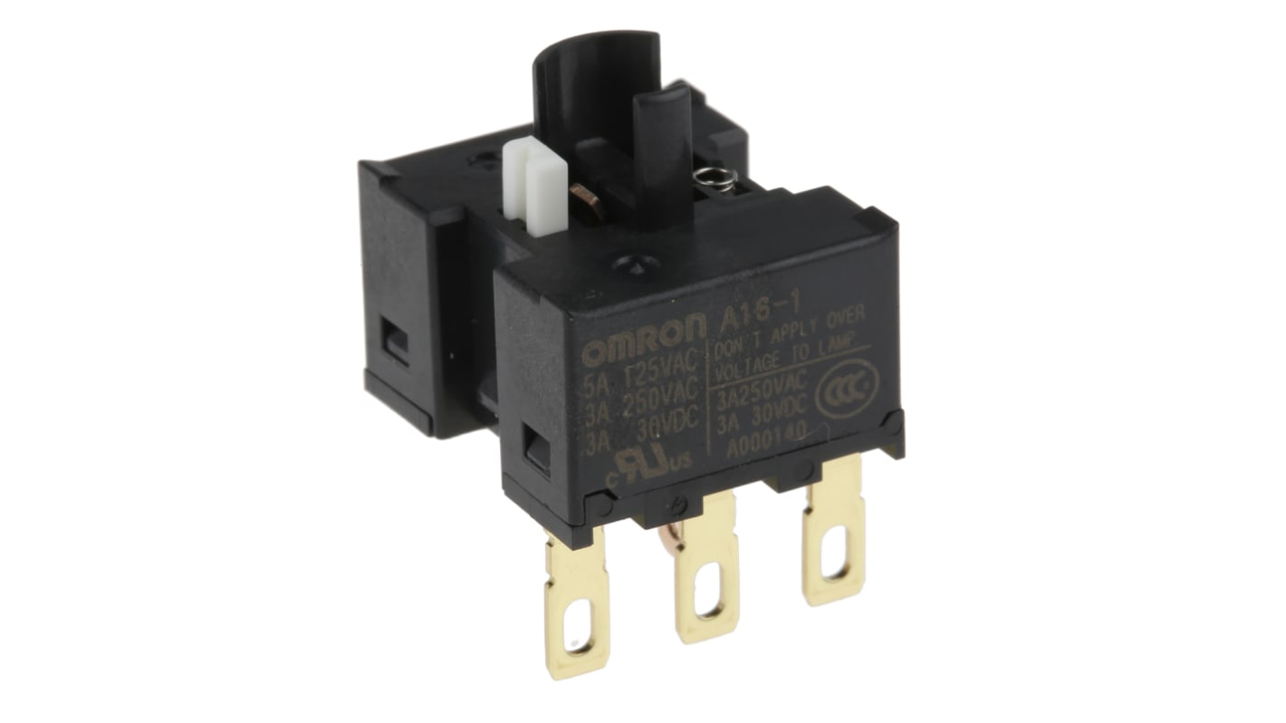 Blocco contatti Omron A161, 1CO, terminali a saldare, IP65, per tensione 230 V c.a., diametro 16 mm, assemblaggio modulare.