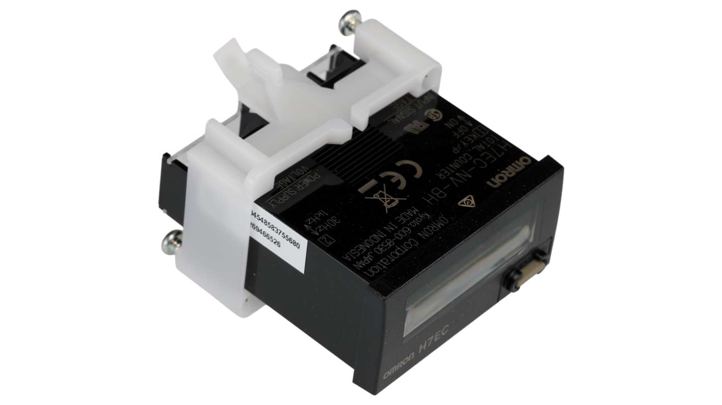 Contatore Omron H7EC-NV-BH con display LCD 8 cifre, montaggio a pannello, alimentazione 24 V c.c., protezione IP66.