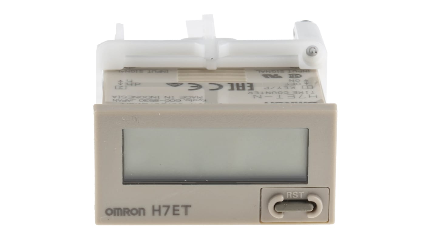 Omron H7ET-N, contatore digitale con display LCD 7 cifre, alimentazione 4,5-30 V c.c., montaggio a filo, IP66.