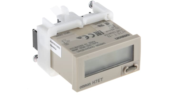 Omron H7ET-N, contatore digitale con display LCD 7 cifre, alimentazione 4,5-30 V c.c., montaggio a filo, IP66.