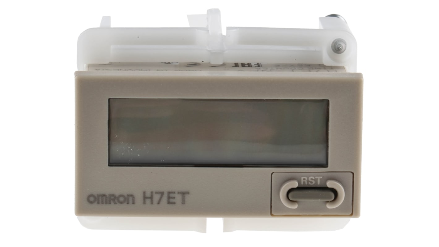 Omron H7ET-NFV, contatore digitale con display LCD 7 cifre, alimentazione 24-240 V, montaggio a filo, grado di protezione IP66.