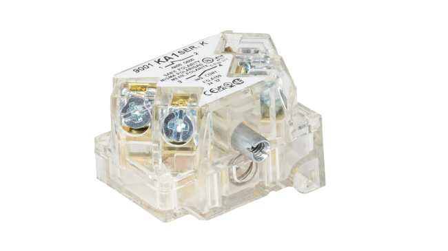 Blocco contatti 1CO Schneider Electric, terminali a morsetto a vite, tensione 250V, corrente 3A, grado di protezione IP20.