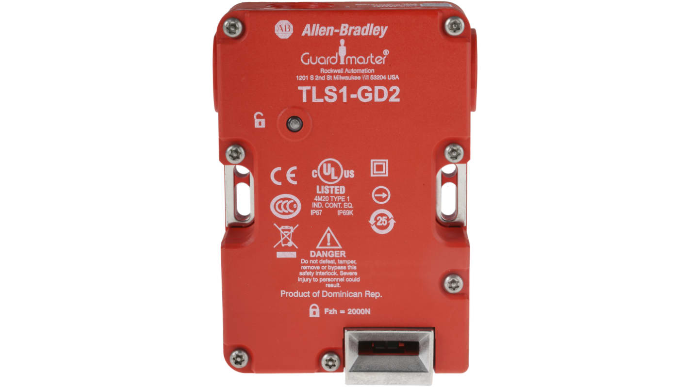 Interruttore di interblocco a solenoide Allen Bradley 440G-T27121, 24V, IP67, 2NC+1NO, dimensioni 126x86x33mm.