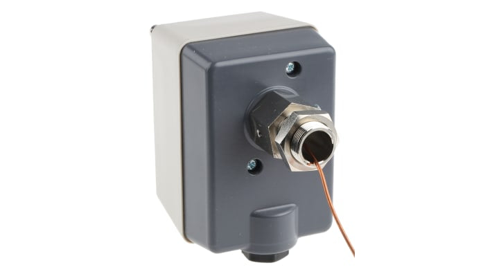 Termostato capillare Jumo, montaggio superficiale, regolazione esterna, contatto SPDT, grado di protezione IP54, 10A, 230V.