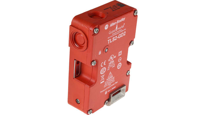 Interruttore di interblocco a solenoide Allen Bradley 440G-T27129, 230V, 2NC, 1NO, IP66/IP67/IP69K, dimensioni 86x126x33mm.