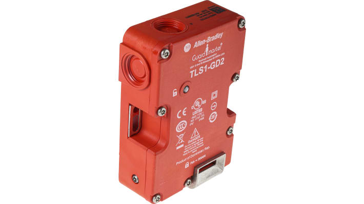 Interruttore di interblocco a solenoide Allen Bradley 440G-T27123, 230V, IP67, dimensioni 126x86x33mm, 2NC e 1 contatto NA.