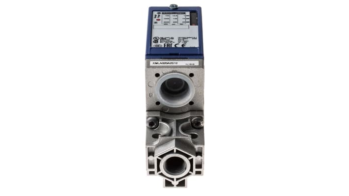 Sensore di pressione differenziale Telemecanique Sensors XMLA020A2S12, max 20 bar, uscita relè, IP66, G1/4, -25 a +70 °C.