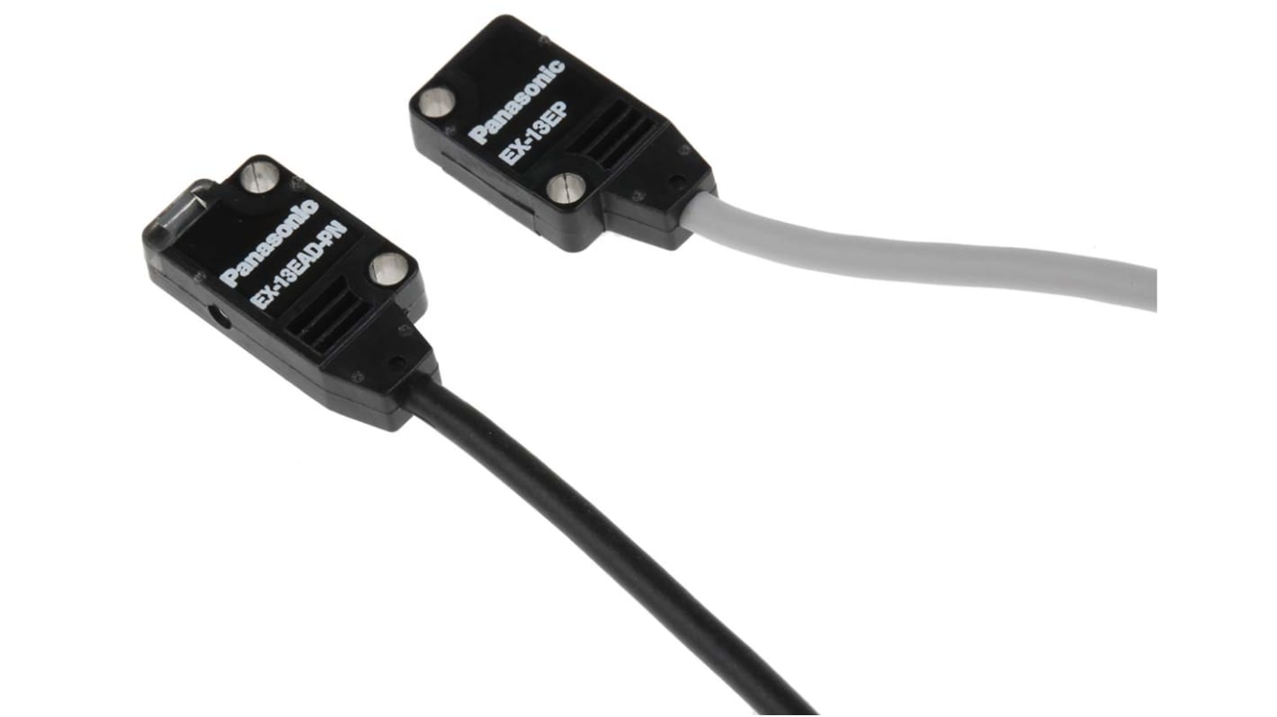 Sensore fotoelettrico Panasonic EX-13EA-PN, rettangolare, rilevamento fino a 500 mm, uscita PNP, IP67, cavo 2 m.