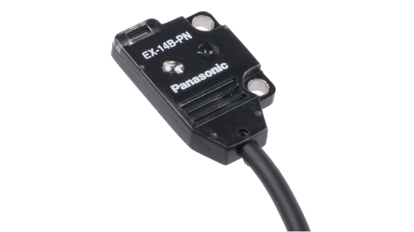 Sensore fotoelettrico Panasonic EX-14B-PN a retroriflessione, rilevamento 2-25 mm, IP67, dimensioni 19 x 10 x 3,5 mm.