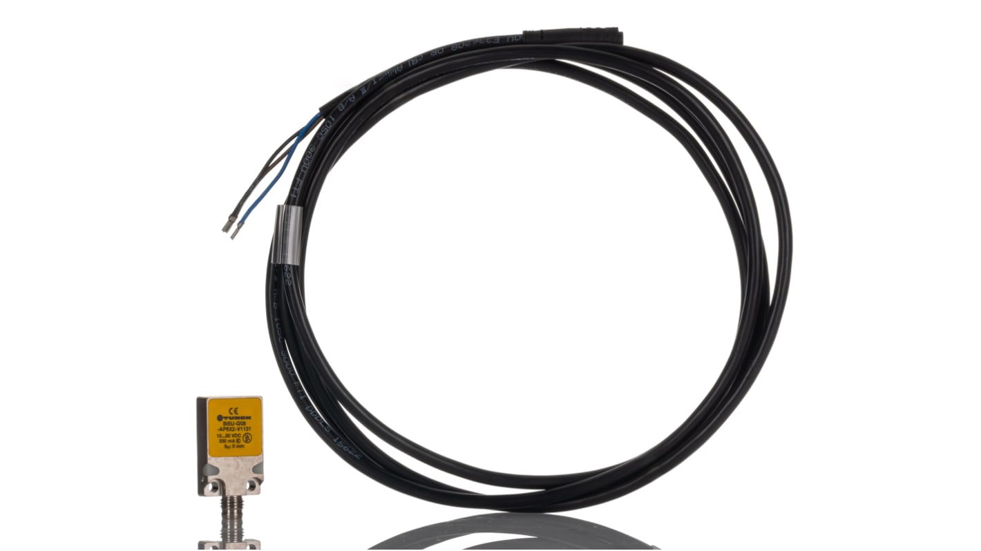 Sensore di prossimità PNP Turck BI5U-Q08-AP6X2-V1131, induttivo, M8, 5 mm di rilevamento, IP67, dimensioni 32x20x8 mm.