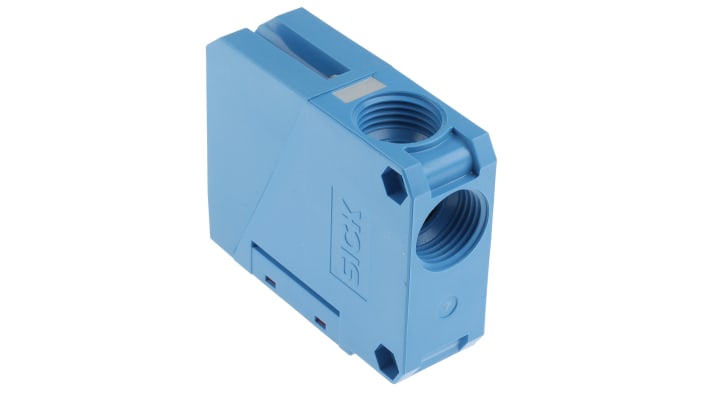Sensore fotoelettrico rettangolare Sick WT260-F270, rilevamento da 5 mm a 1,5 m, montaggio a pannello, grado di protezione IP67.
