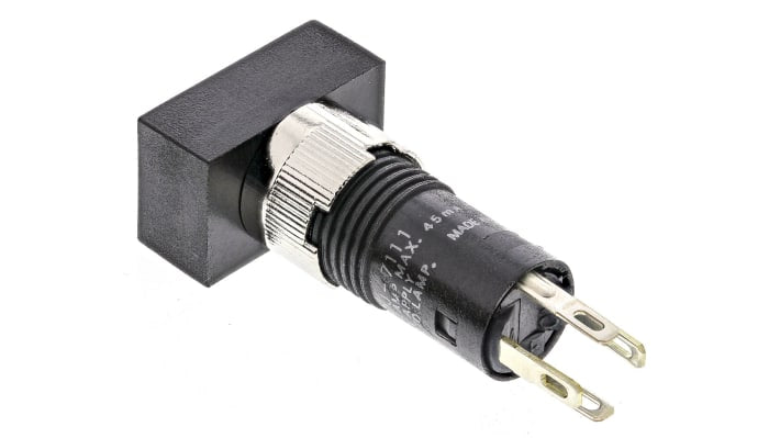 Interruttore a pulsante luminoso Omron A3DJ-7111, montaggio a pannello, diametro foratura 8 mm, corrente 100 mA a 30 V cc.