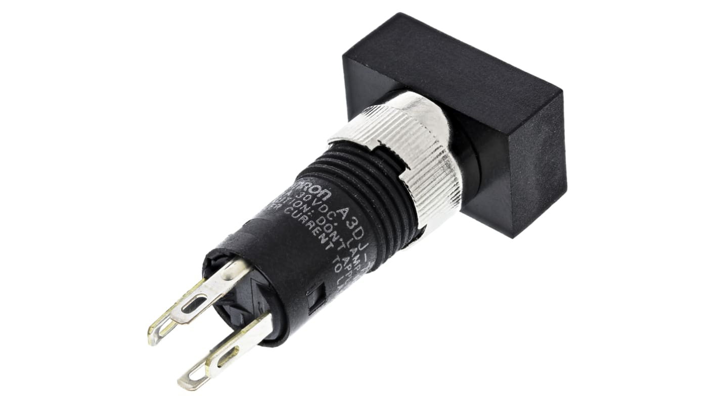 Interruttore a pulsante a ritenuta Omron A3DJ-7121, SPST luminoso, montaggio a pannello, diametro foratura 8 mm.