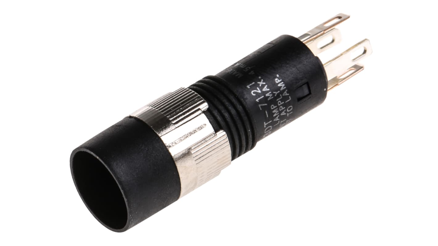 Interruttore a pulsante Omron A3DT-7121, SPST luminoso, montaggio a pannello, diametro foratura 8 mm, corrente 100 mA a 30 V cc.