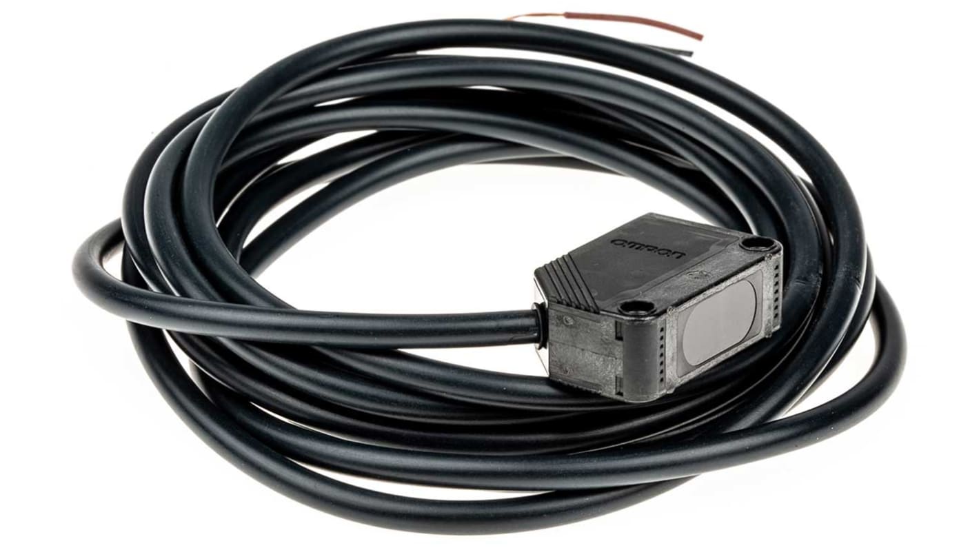 Omron E3Z-D62 2M, sensore fotoelettrico rettangolare a scansione diffusa, rilevamento fino a 1 m, uscita NPN, cavo 2 m.