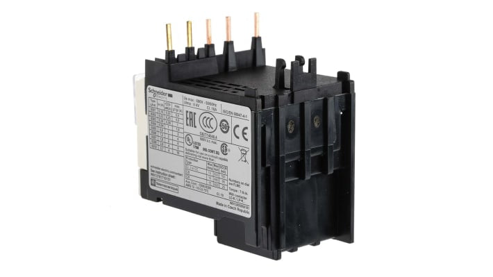 Relè di sovraccarico termico Schneider Electric LR2K0302, regolabile da 0,16 → 0,23 A, 3P, 1 NO + 1 NC, reset manuale/automatico. Ideale per proteggere motori.