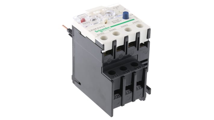 Relè di sovraccarico termico Schneider Electric LR2K0304, 1 NO + 1 NC, montaggio diretto, dimensioni 45x65x116 mm.