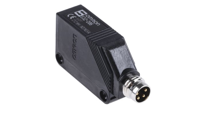 Sensore fotoelettrico Omron E3ZD86 a diffusione, rilevamento 5-100 mm, uscita PNP, grado di protezione IP69K.