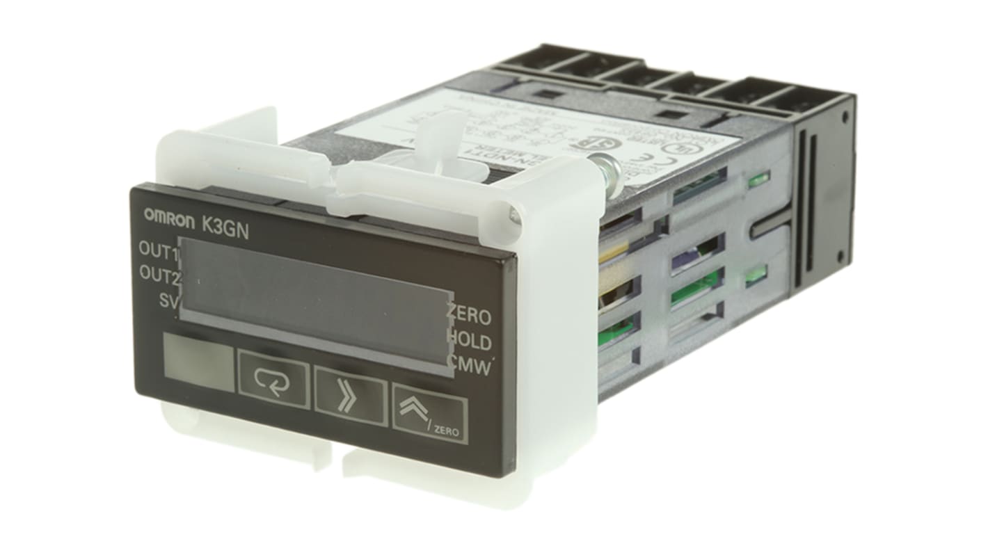 Omron K3GNNDT1DC24, misuratore digitale da pannello con display LCD 5 cifre, ingressi analogici configurabili, IP66.