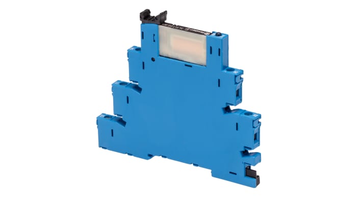 Finder 38.51.7.012.0050, modulo relè d'interfaccia SPDT per guida DIN, bobina 12V cc, dimensioni 6.2 x 75.6 x 87.9 mm.