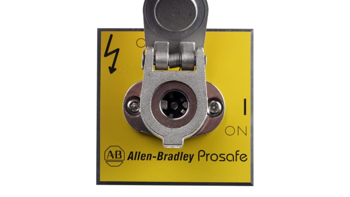 Interruttore di interblocco di sicurezza Allen Bradley Guardmaster 440T-MRPSE100A, montaggio a pannello, acciaio inox, dimensioni 132mm x 64mm x 64mm.