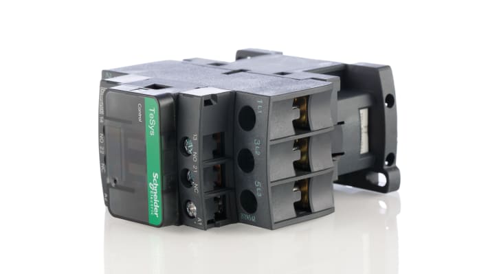 Contattore Schneider Electric LC1D25B7 11 kW, 3 poli, 25 A, bobina 24 V c.a. per automazione industriale e controllo motori.