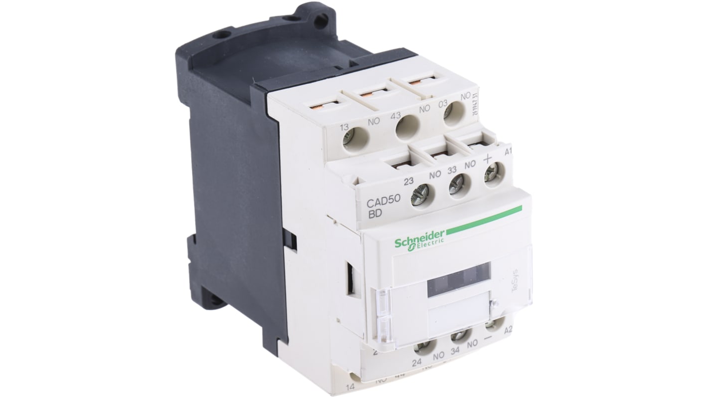 Contattore Schneider Electric CAD50BD TeSys D, 5NO, 10A. Tecnologia Everlink per automazione industriale. Certificazioni internazionali.