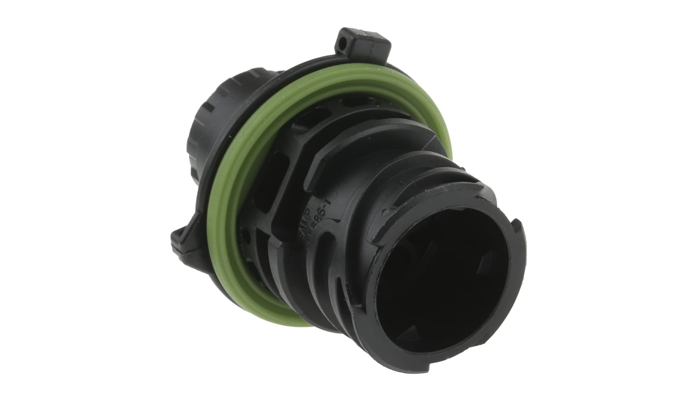 Connettore maschio DIN 4 poli TE Connectivity, montaggio a pannello, grado di protezione IP67, per ambienti gravosi. Codice 1-967402-1.