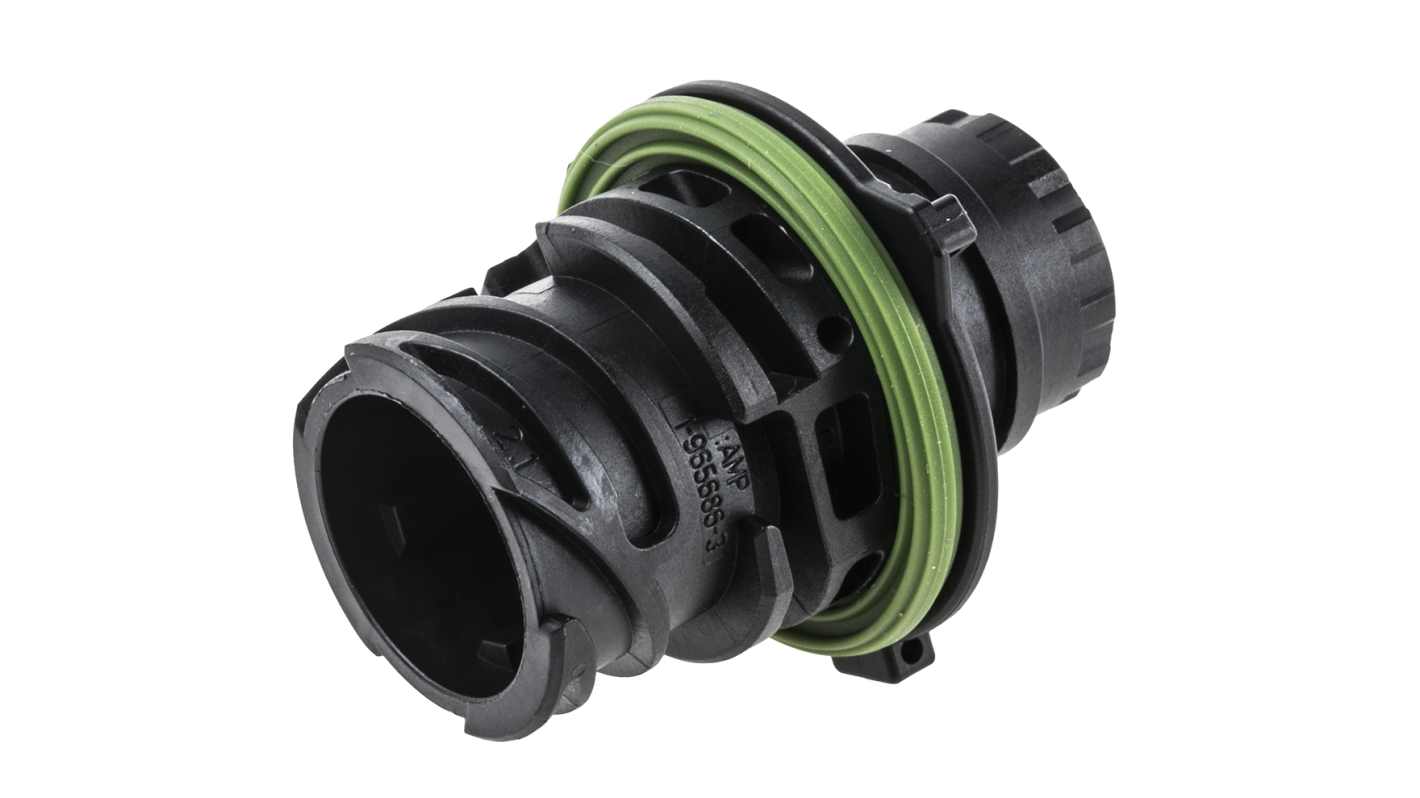 Connettore DIN maschio TE Connectivity 1-967402-3, 2 poli, design robusto, grado di protezione IP67, temperatura operativa -40/+120 °C.