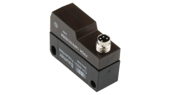Sensore fotoelettrico rettangolare Baumer FPDK 14P5101/S35A, rilevamento fino a 7.2 m, uscita PNP, IP67, connettore M8.
