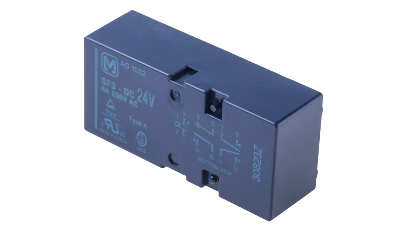 Relè Panasonic SF3-DC24V, 3PST SPST per montaggio su PCB, contatti a guida forzata, dimensioni 53,3mm x 25mm x 16,5mm.