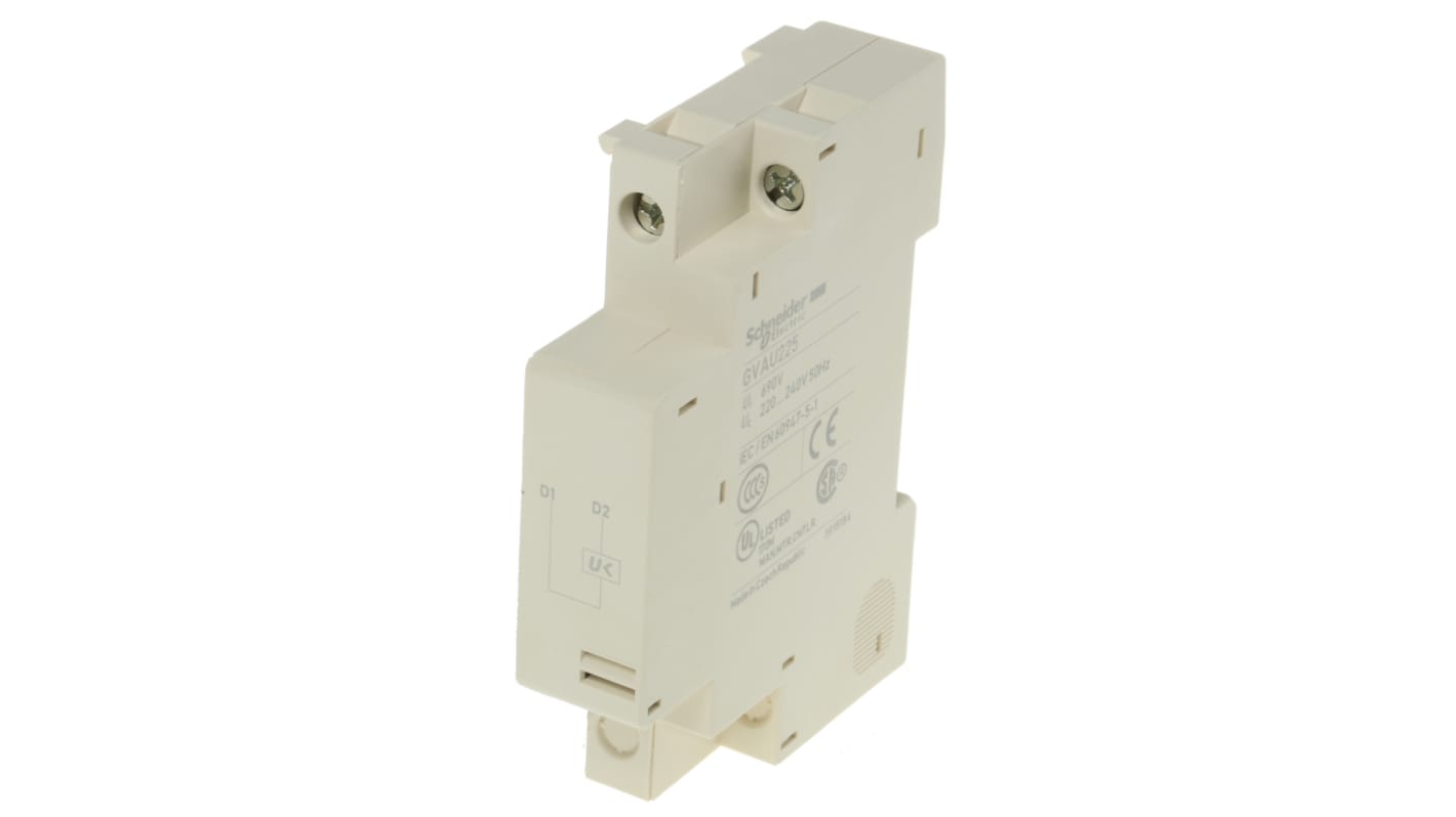 Schneider Electric GVAU225: Sganciatore di minima tensione per disinnesto sotto tensione, Serie GV2 GV3, evita riavvii automatici.