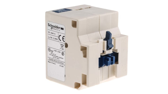 Blocco chiusura contattore Schneider Electric LAD6K10F per serie LC1, montaggio frontale, tensione 110-127 V, 500.000 cicli.